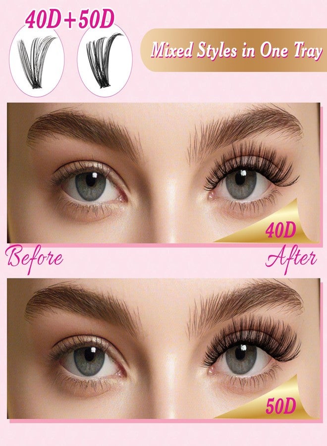 NYCAAR DIY Lash Extension Kit 280Pcs Individual Eyelash Extension Kit 40D50D 0.07D Curl 9-16MIX Lash Clusters Kit with Lash Glue Remover Applicator Easy to Use for Beginners - Image 3